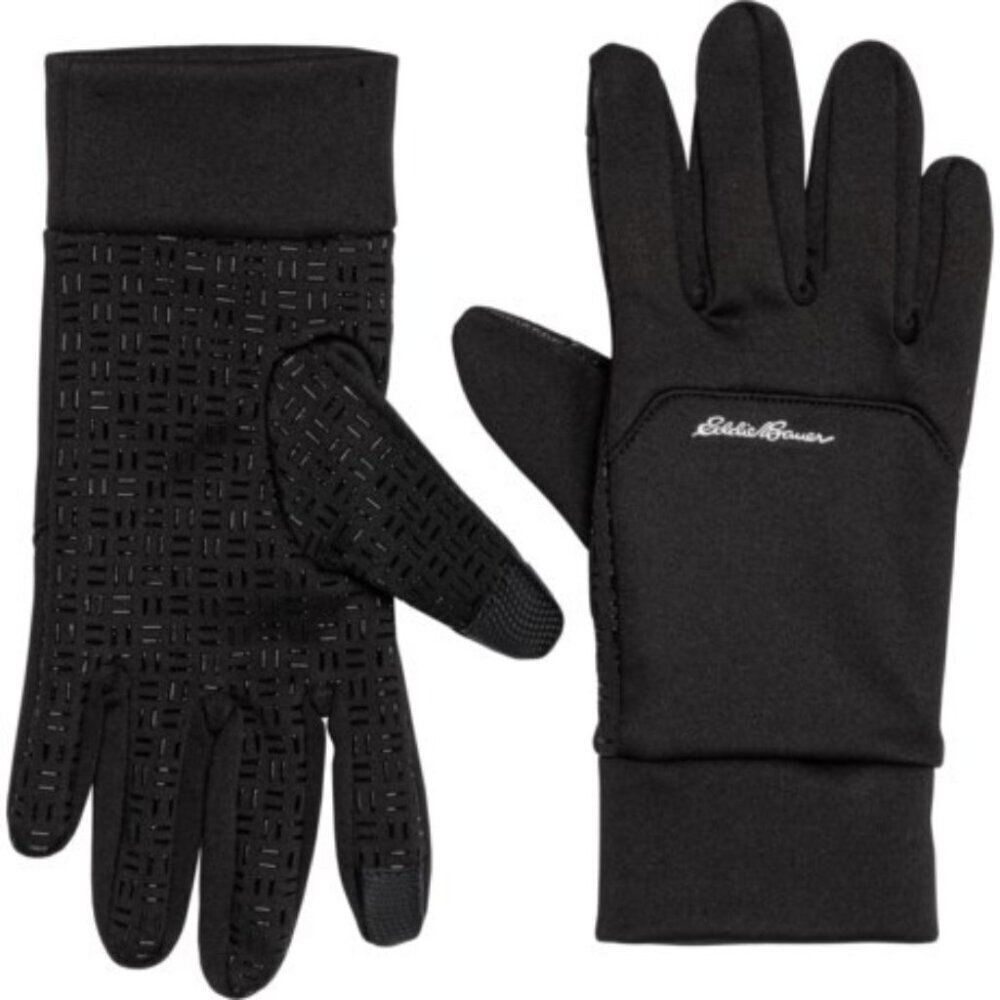 Eddie Bauer Men's Black Alpine Double Fleece Liner Touchscreen Gloves Size S/M